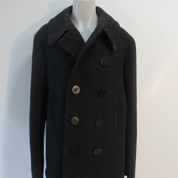 Mens Burberry Claythorpe Double-Breasted Peacoat Charcoal Gray Coat 54 US/44R - Picture 9 of 16